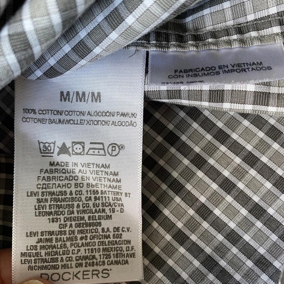 Dockers Men's Classic Fit Gray Checker Long Sleeve Button Up Shirt Size Medium - Picture 7 of 12